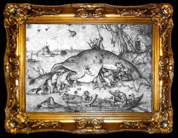 framed  BRUEGEL, Pieter the Elder Big Fishes Eat Little Fishes g, ta009-2